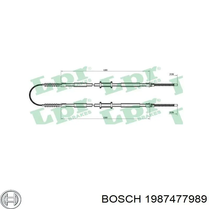 Cable de freno de mano trasero derecho/izquierdo 1987477989 Bosch