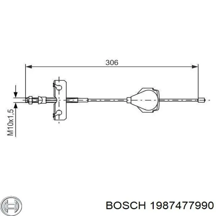 1987477990 Bosch трос ручного тормоза передний