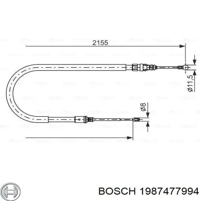 Задний трос ручника 1987477994 Bosch