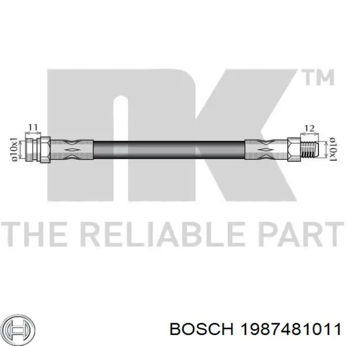 Купить 1987481011 Bosch Шланг тормозной передний