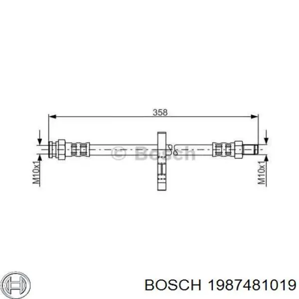 1987481019 Bosch шланг тормозной задний правый