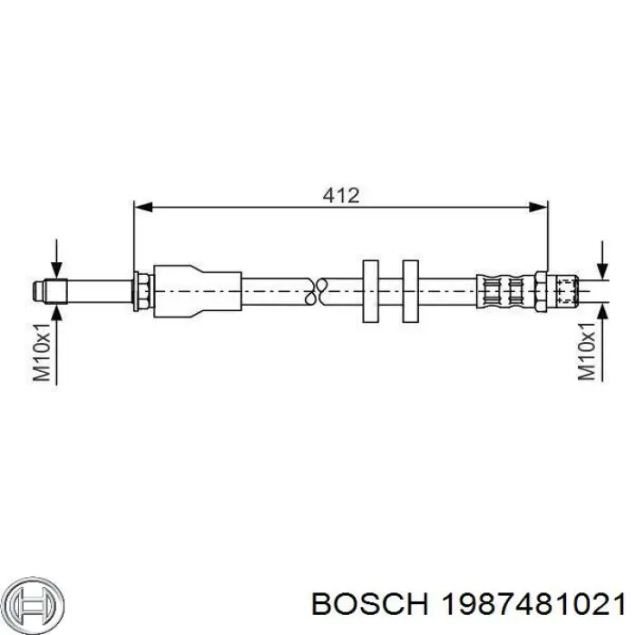 Шланг тормозной передний Bosch 1987481021
