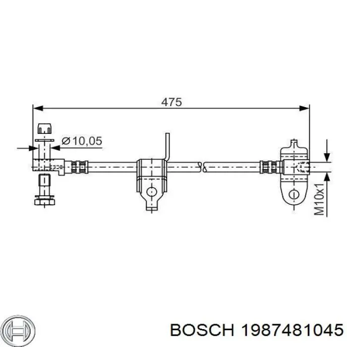 1987481045 Bosch Шланг тормозной левый передний