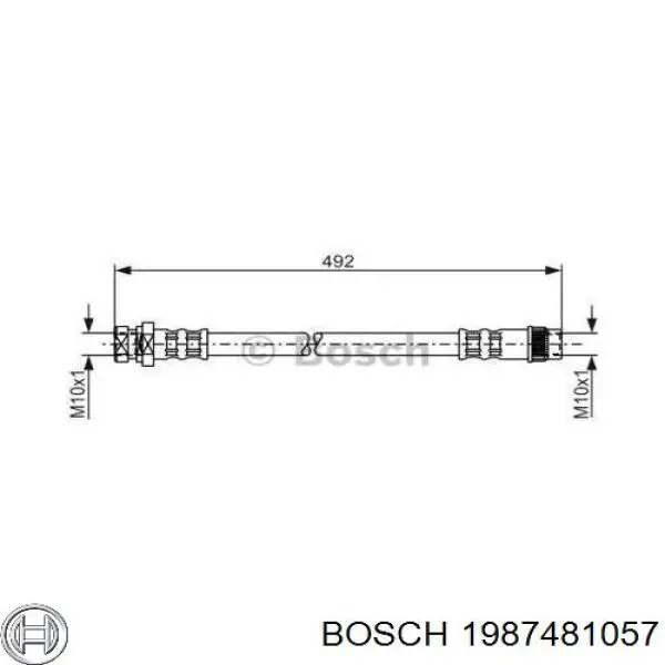 1987481057 Bosch шланг тормозной задний правый