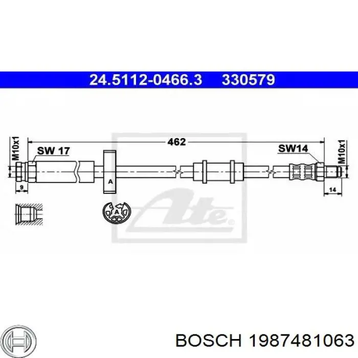 Купить 1987481063 Bosch Шланг тормозной передний