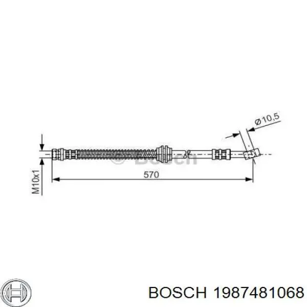 Шланг тормозной передний левый 1987481068 Bosch