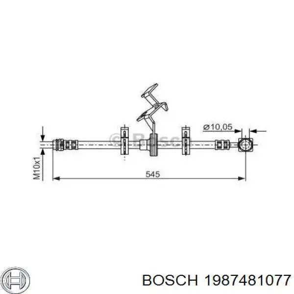 Шланг тормозной передний левый Bosch 1987481077