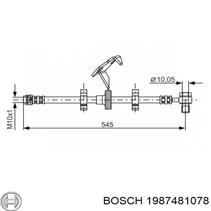 Шланг тормозной передний правый Bosch 1987481078