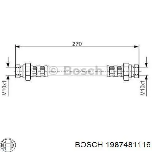 1987481116 Bosch шланг тормозной задний правый