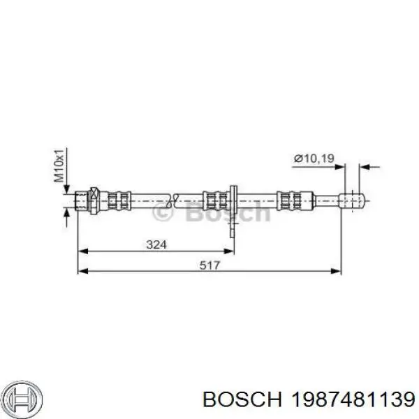 Шланг тормозной передний левый Bosch 1987481139
