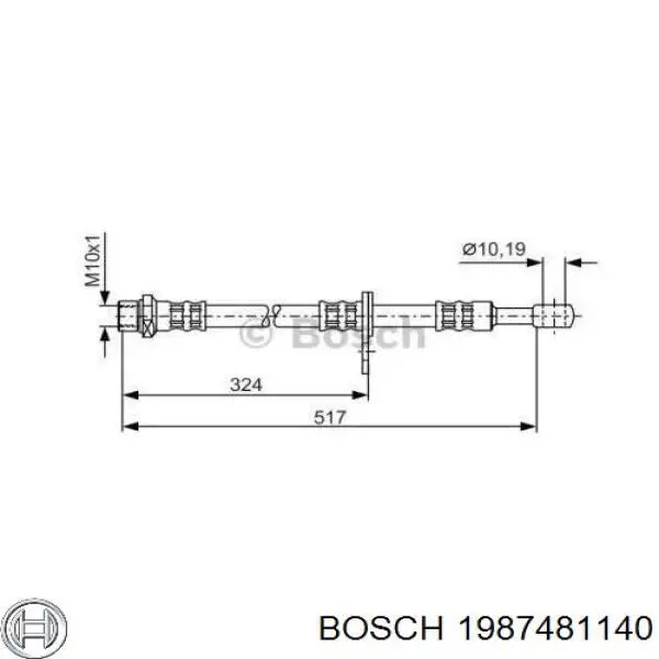 Шланг тормозной передний правый 1987481140 Bosch