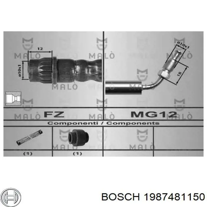 Шланг тормозной передний 1987481150 Bosch