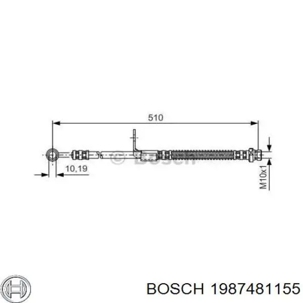 Шланг тормозной передний левый 1987481155 Bosch