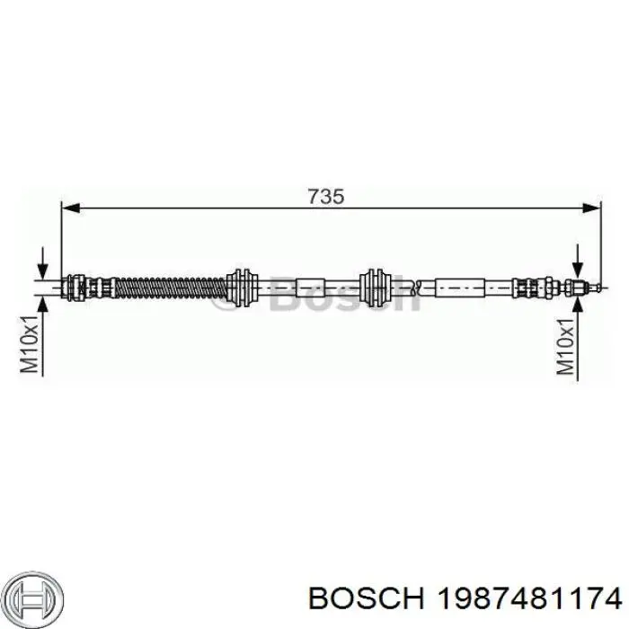 Шланг тормозной передний 1987481174 Bosch