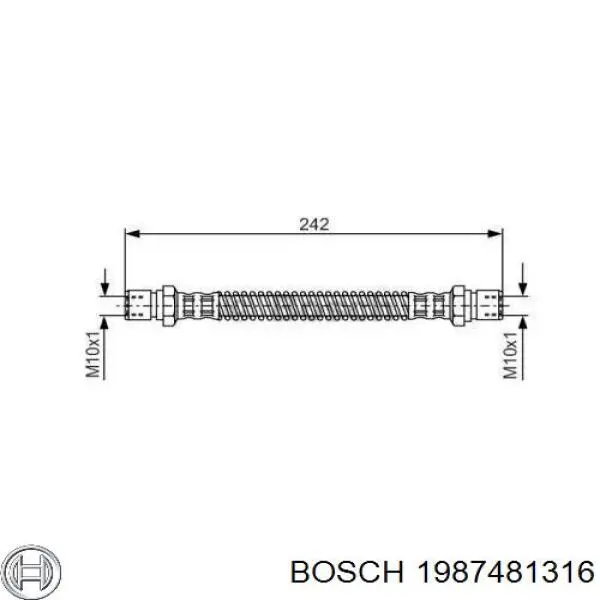 1987481316 Bosch шланг тормозной задний левый