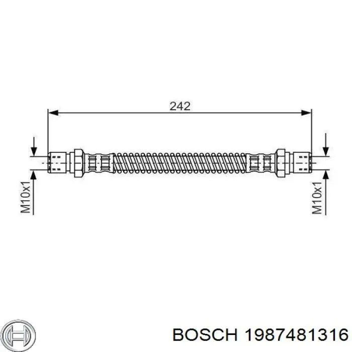 Tubo flexible de frenos trasero izquierdo 1987481316 Bosch