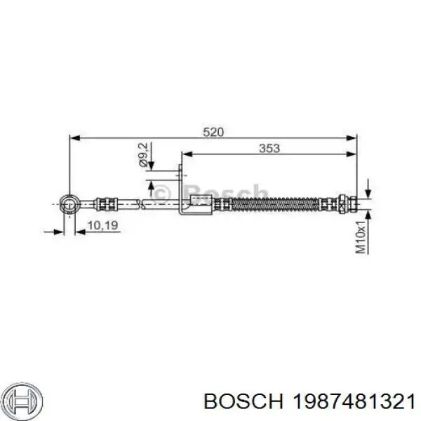 Шланг тормозной передний правый 1987481321 Bosch