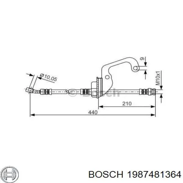 Шланг тормозной передний правый 1987481364 Bosch