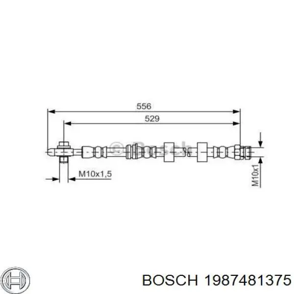 Шланг тормозной передний 1987481375 Bosch