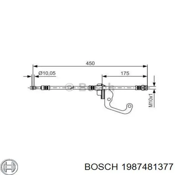 Шланг тормозной передний правый Bosch 1987481377