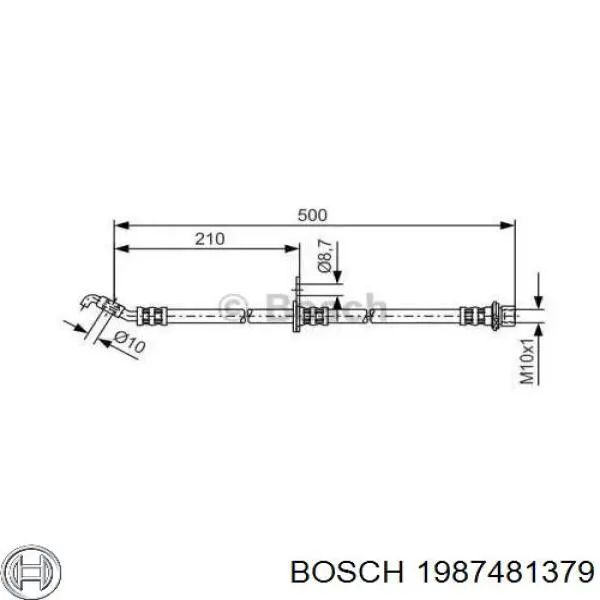 Задний левый тормозной шланг Bosch 1987481379