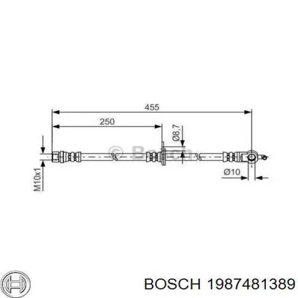 Tubo flexible de frenos delantero derecho 1987481389 Bosch