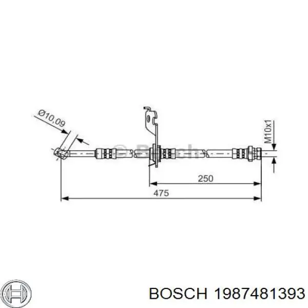 1987481393 Bosch шланг тормозной задний правый
