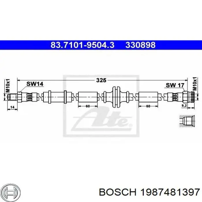 Шланг тормозной передний 1987481397 Bosch