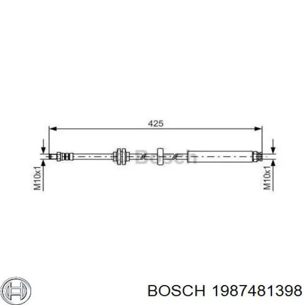 Задний тормозной шланг 1987481398 Bosch