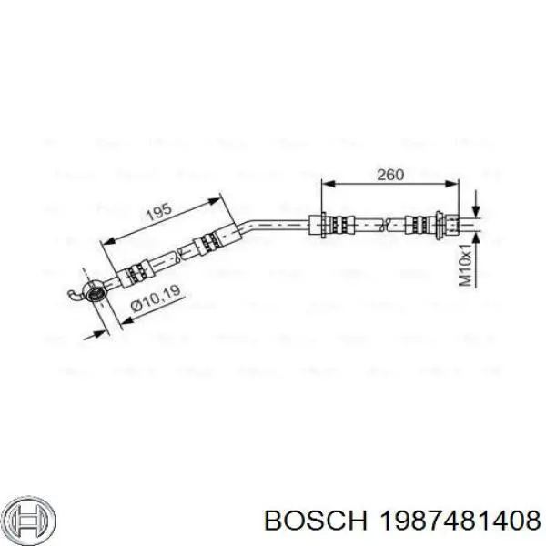 Шланг тормозной передний правый 1987481408 Bosch