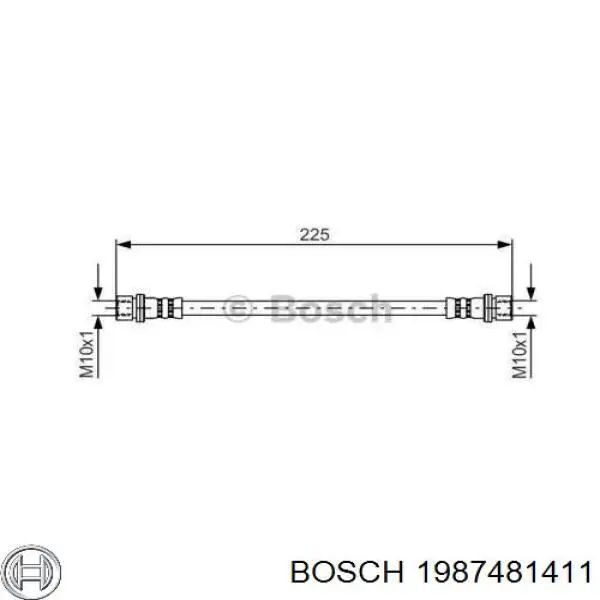 1 987 481 411 Bosch шланг тормозной задний левый