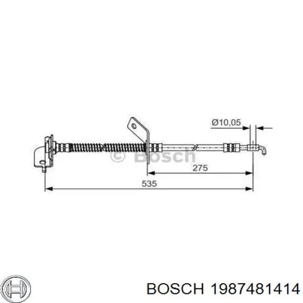 Шланг тормозной передний левый Bosch 1987481414