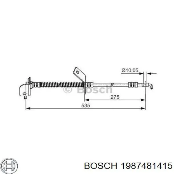 Шланг тормозной передний правый Bosch 1987481415