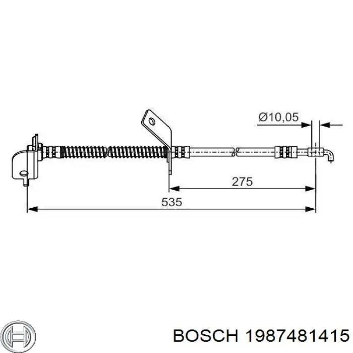 Tubo flexible de frenos delantero derecho 1987481415 Bosch