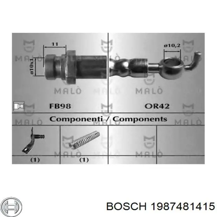 Тормозной шланг Bosch 1987481415 цена, от 23.62 USD