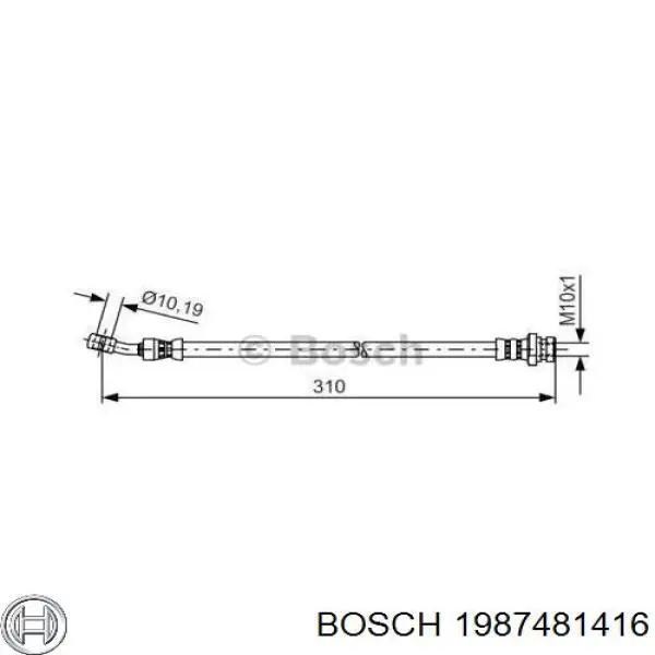 Шланг тормозной задний правый 1987481416 Bosch