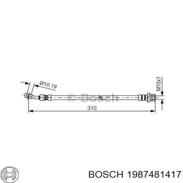 Шланг тормозной задний левый Bosch 1987481417