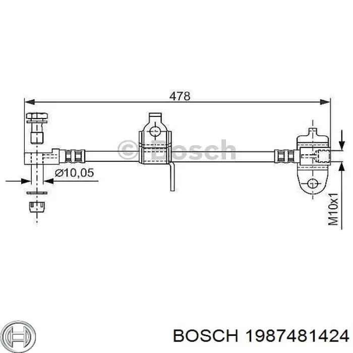 Шланг тормозной задний, левый Bosch 1987481424 цена, от 15.82 USD