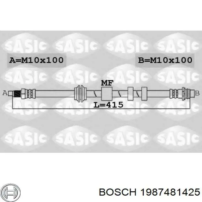 Шланг тормозной передний Bosch 1987481425 цена, от 12.98 USD