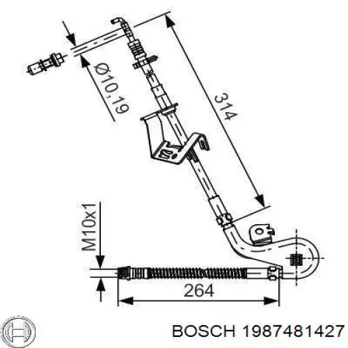 1987481427 Bosch шланг тормозной задний левый