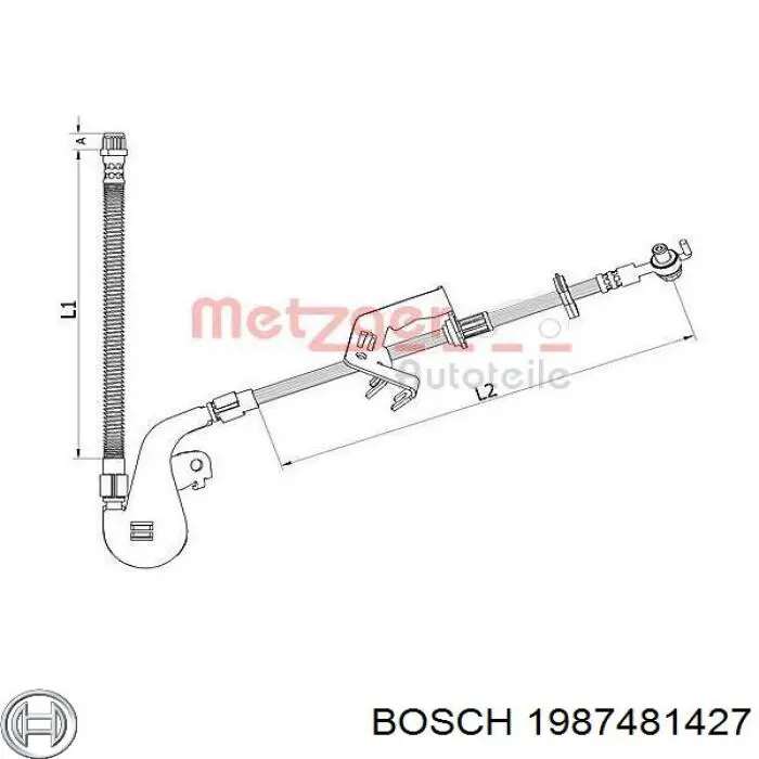 Шланг тормозной задний, левый Bosch 1987481427 цена, от 50.70 USD