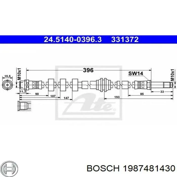 Купить 1987481430 Bosch Задний тормозной шланг