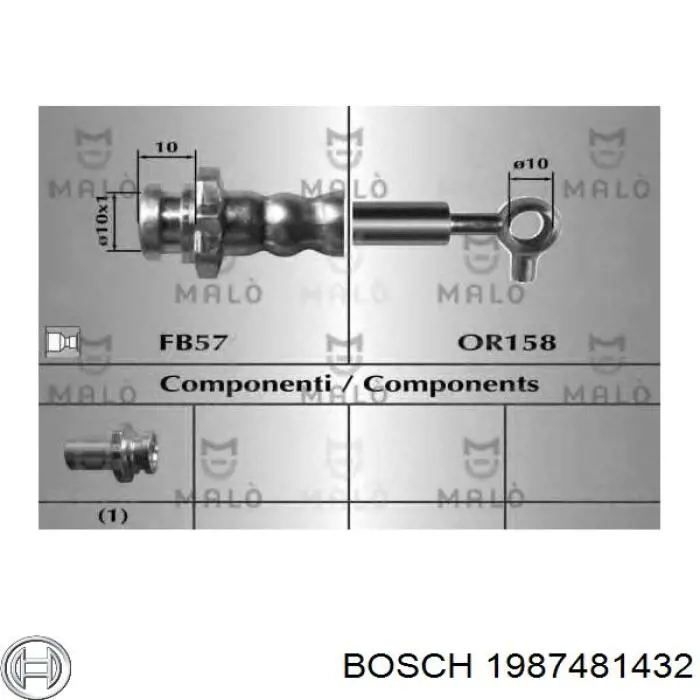Шланг тормозной передний, левый Bosch 1987481432 цена, от 17.77 USD
