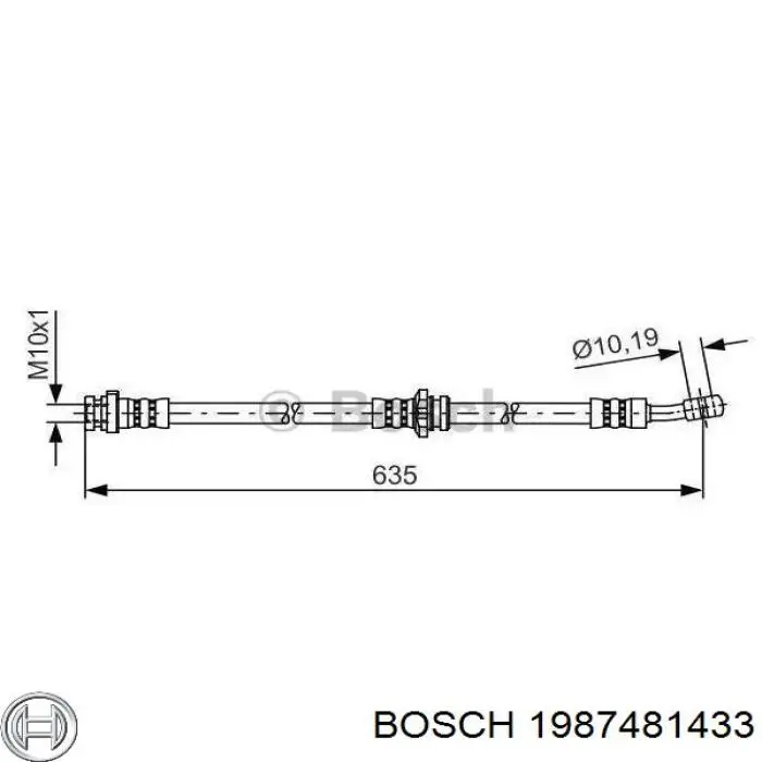 Шланг тормозной передний правый Bosch 1987481433