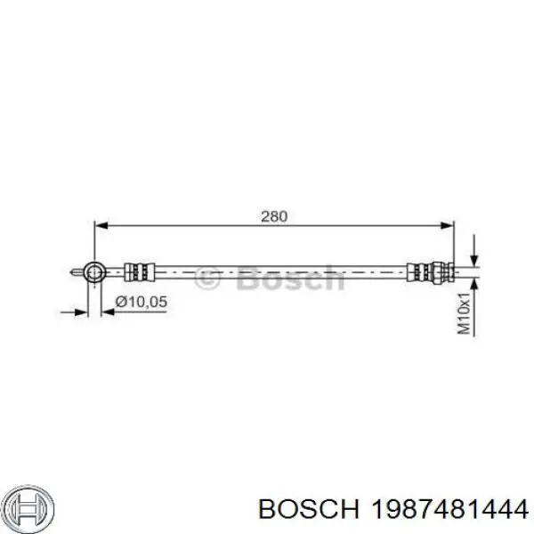 1987481444 Bosch шланг тормозной задний