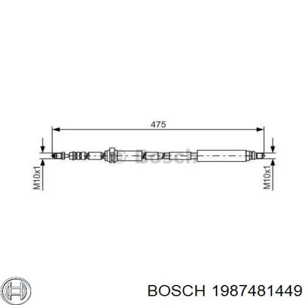1987481449 Bosch шланг тормозной передний левый