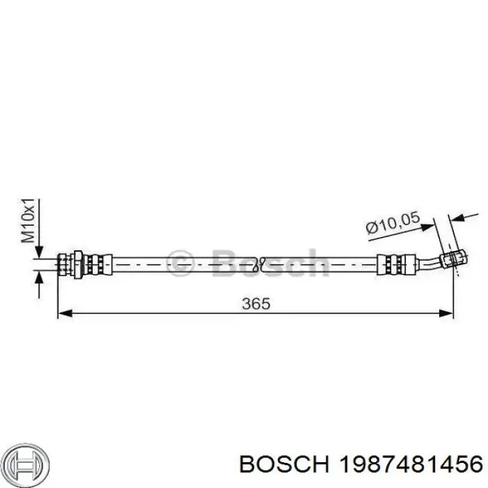 Шланг тормозной задний правый Bosch 1987481456