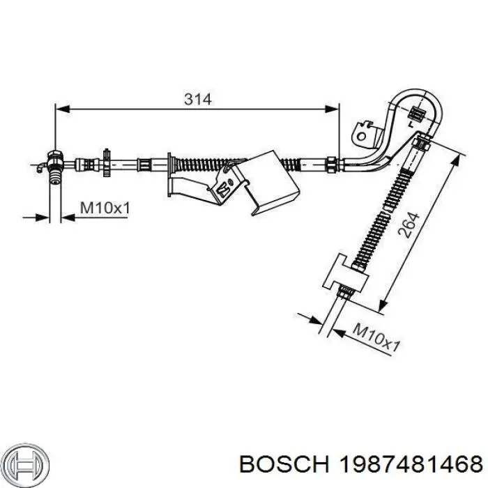 Шланг тормозной передний левый 1987481468 Bosch