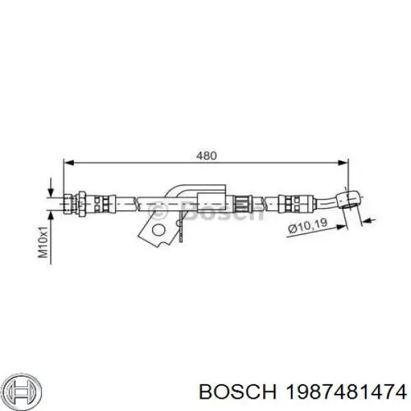 1987481474 Bosch шланг тормозной задний левый