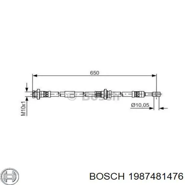 1987481476 Bosch Шланг тормозной задний правый